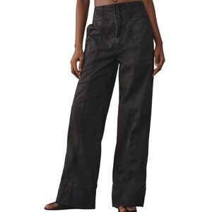 PILCRO Anthropologie Women's Size 31 Black The‎ Seamed Flare Pants High Rise